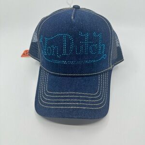 Nwt VON DUTCH HAT. Bedazzled denim